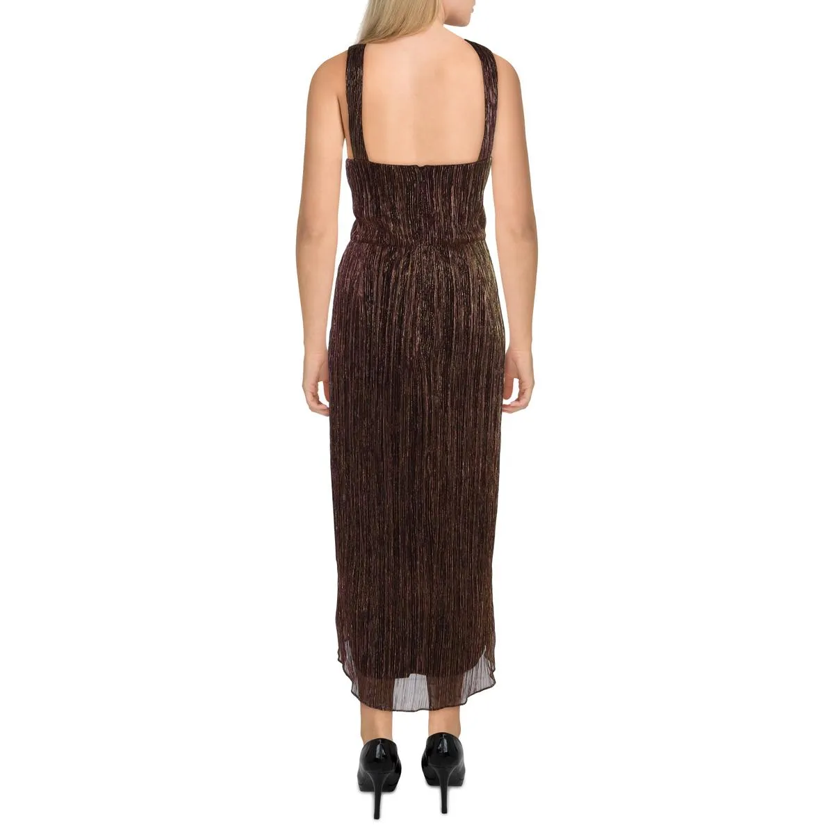 Adrianna Papell Womens Mesh Tea Length Wrap Dress
