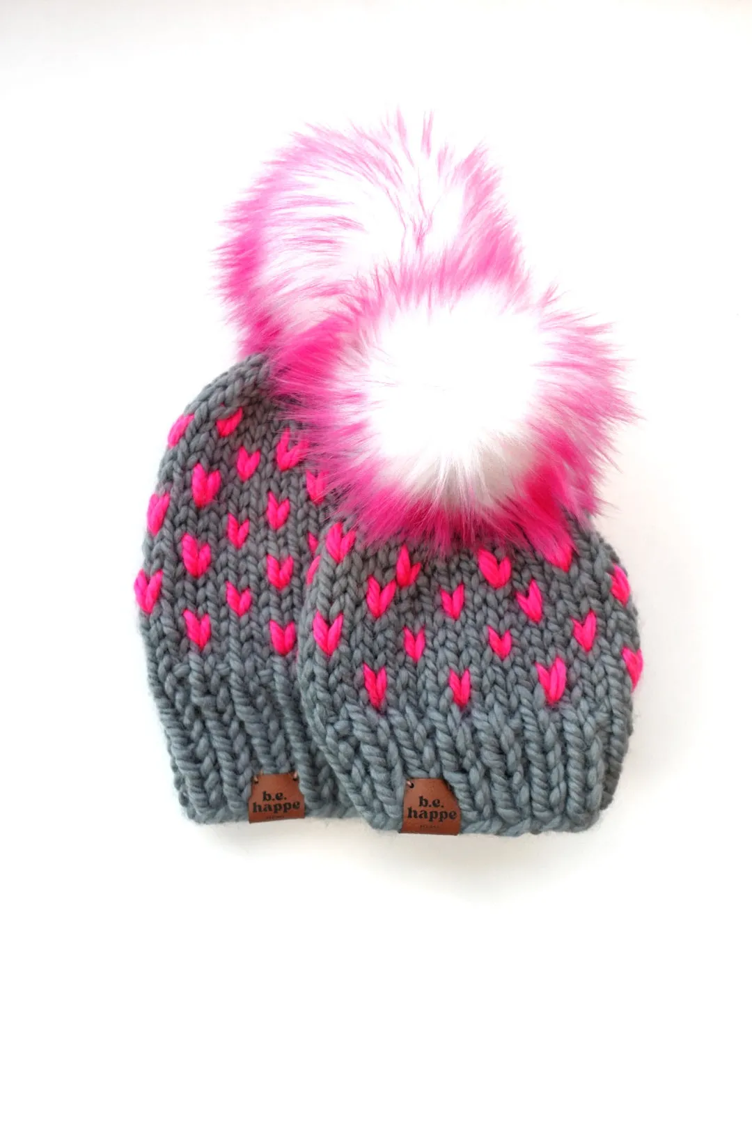 Adult Happe Hearts | Slate   Hot Pink