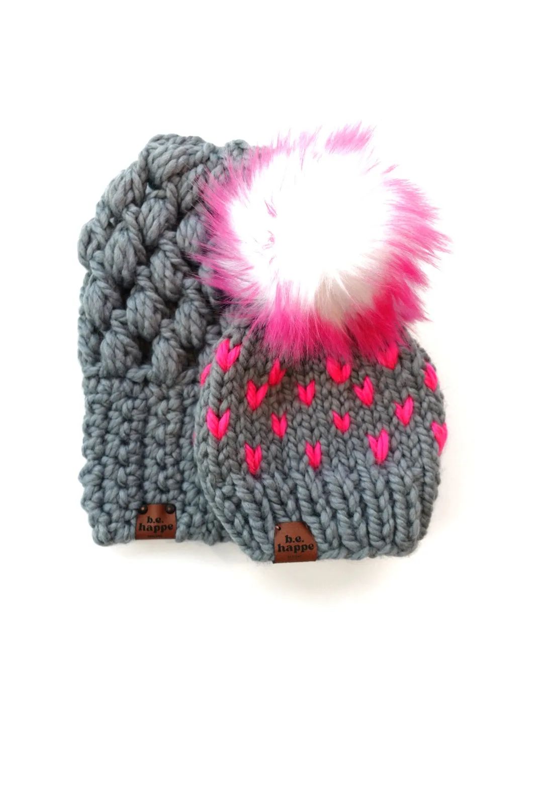 Adult Happe Hearts | Slate   Hot Pink