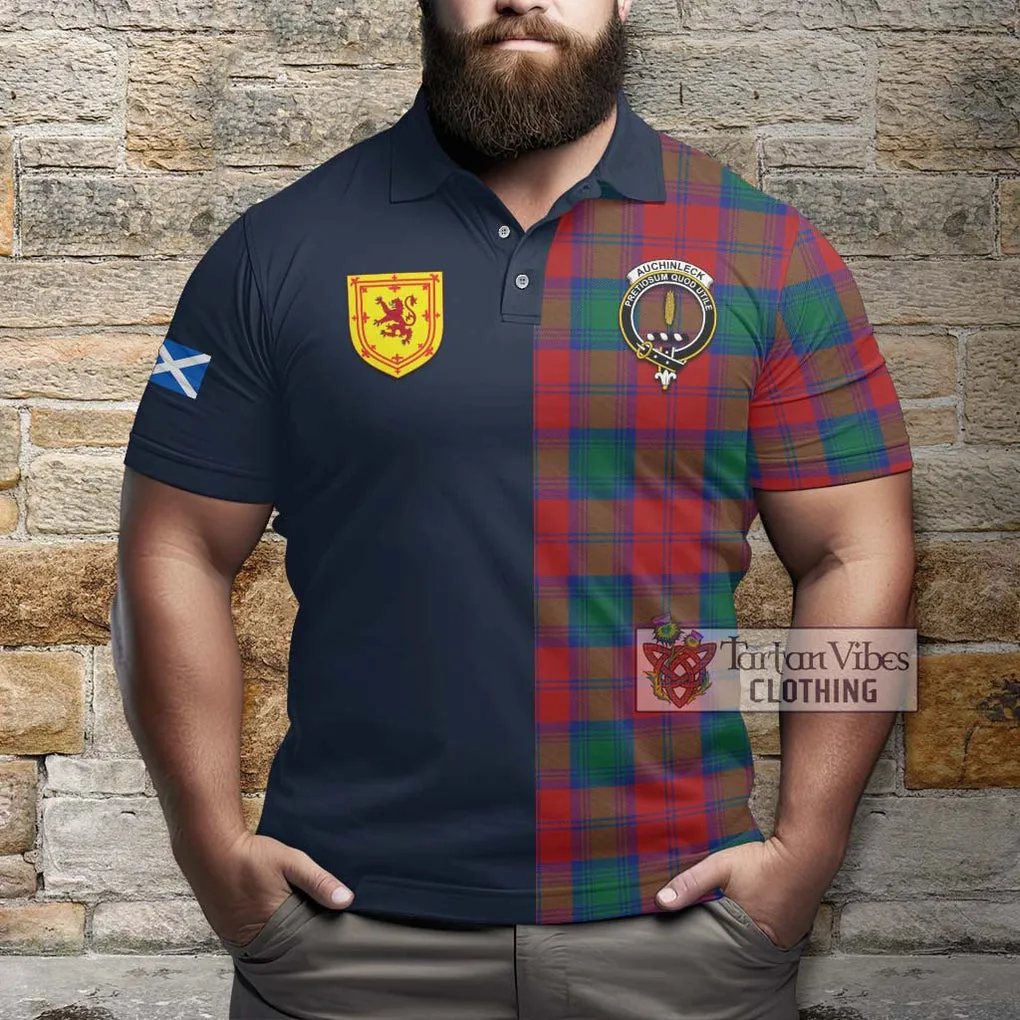 Auchinleck (Affleck) Tartan Polo Shirt Alba with Scottish Lion Royal Arm Half Style