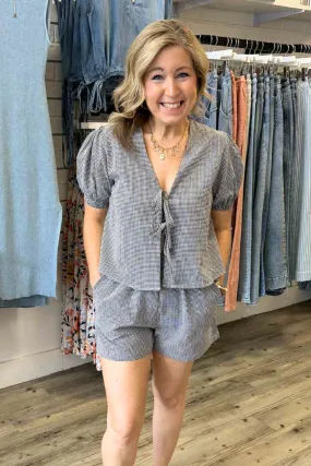 Black Seersucker Shorts