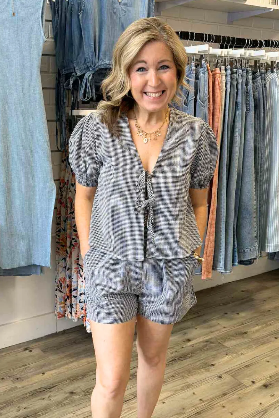 Black Seersucker Shorts