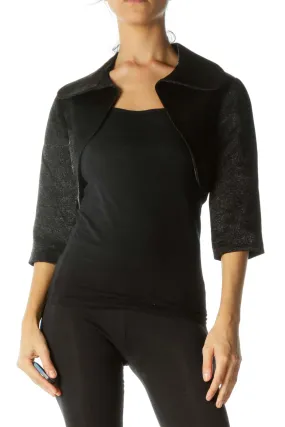 Black Shine Cropped Bolero Jacket
