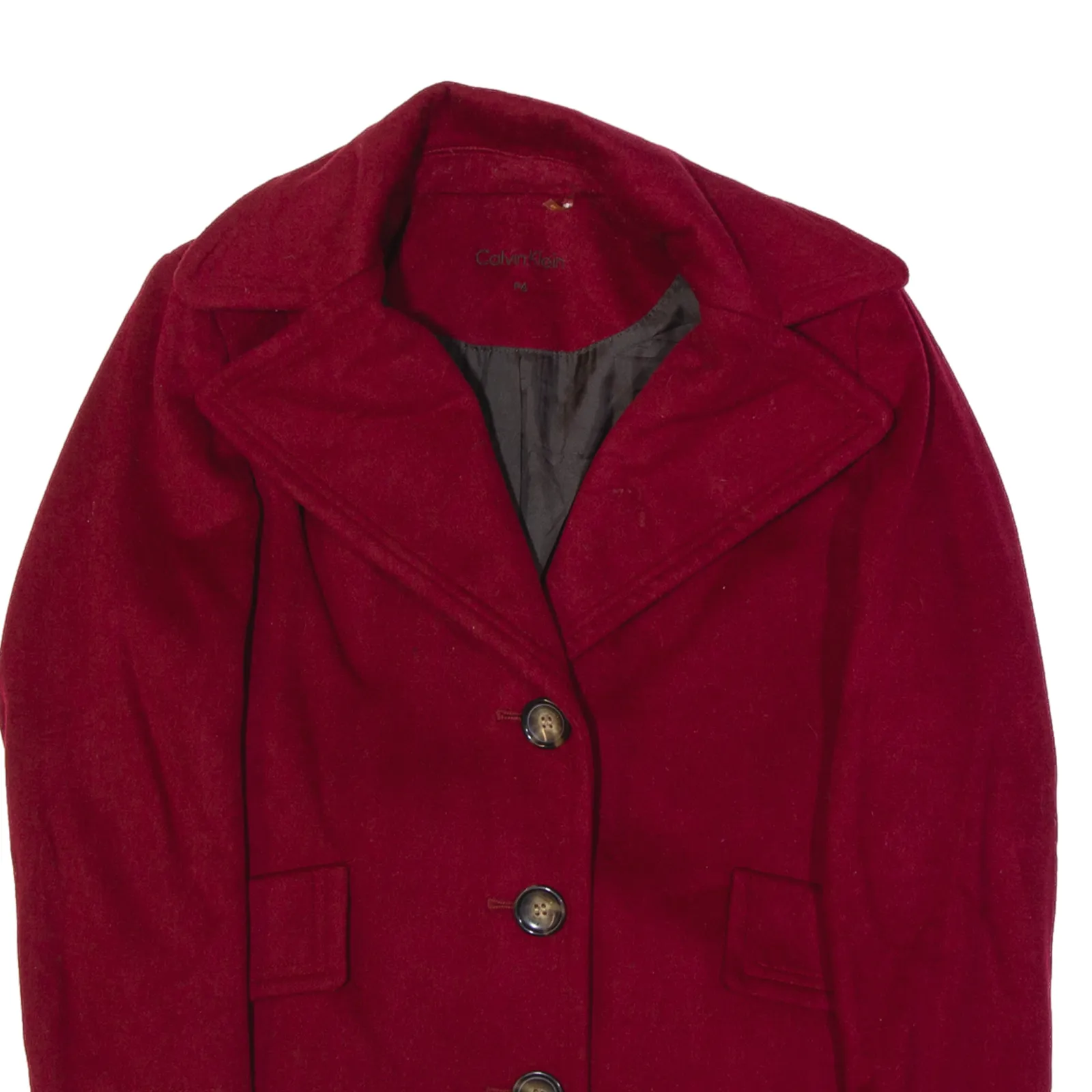 CALVIN KLEIN Overcoat Coat Maroon Womens S