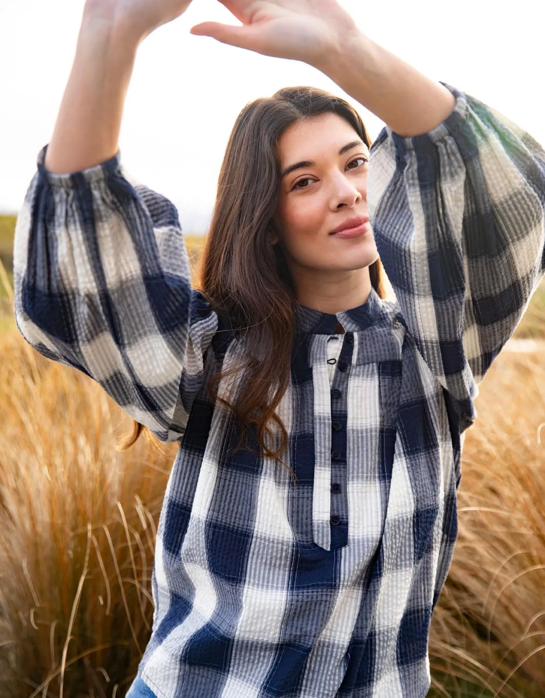 Cedar Check Blouse - Navy Check