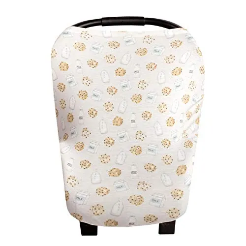 Copper Pearl Baby Car Seat Cover Canopy and Nursing Cover Multi-Use Stretchy 5 in 1 Gift Cookies & Milk "Chip", 4.8 Ounces
