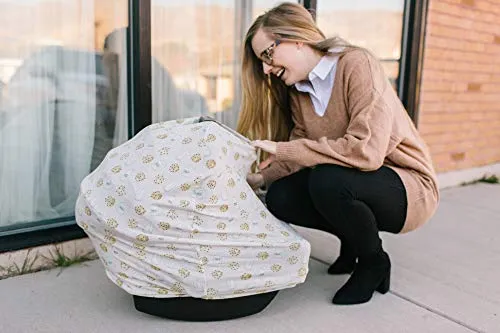 Copper Pearl Baby Car Seat Cover Canopy and Nursing Cover Multi-Use Stretchy 5 in 1 Gift Cookies & Milk "Chip", 4.8 Ounces