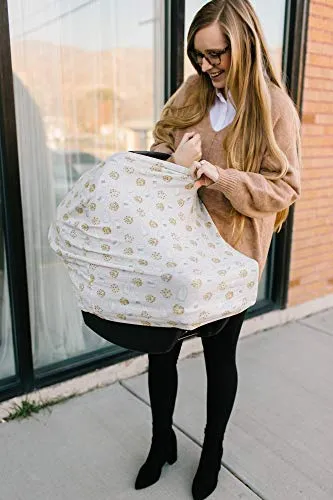 Copper Pearl Baby Car Seat Cover Canopy and Nursing Cover Multi-Use Stretchy 5 in 1 Gift Cookies & Milk "Chip", 4.8 Ounces