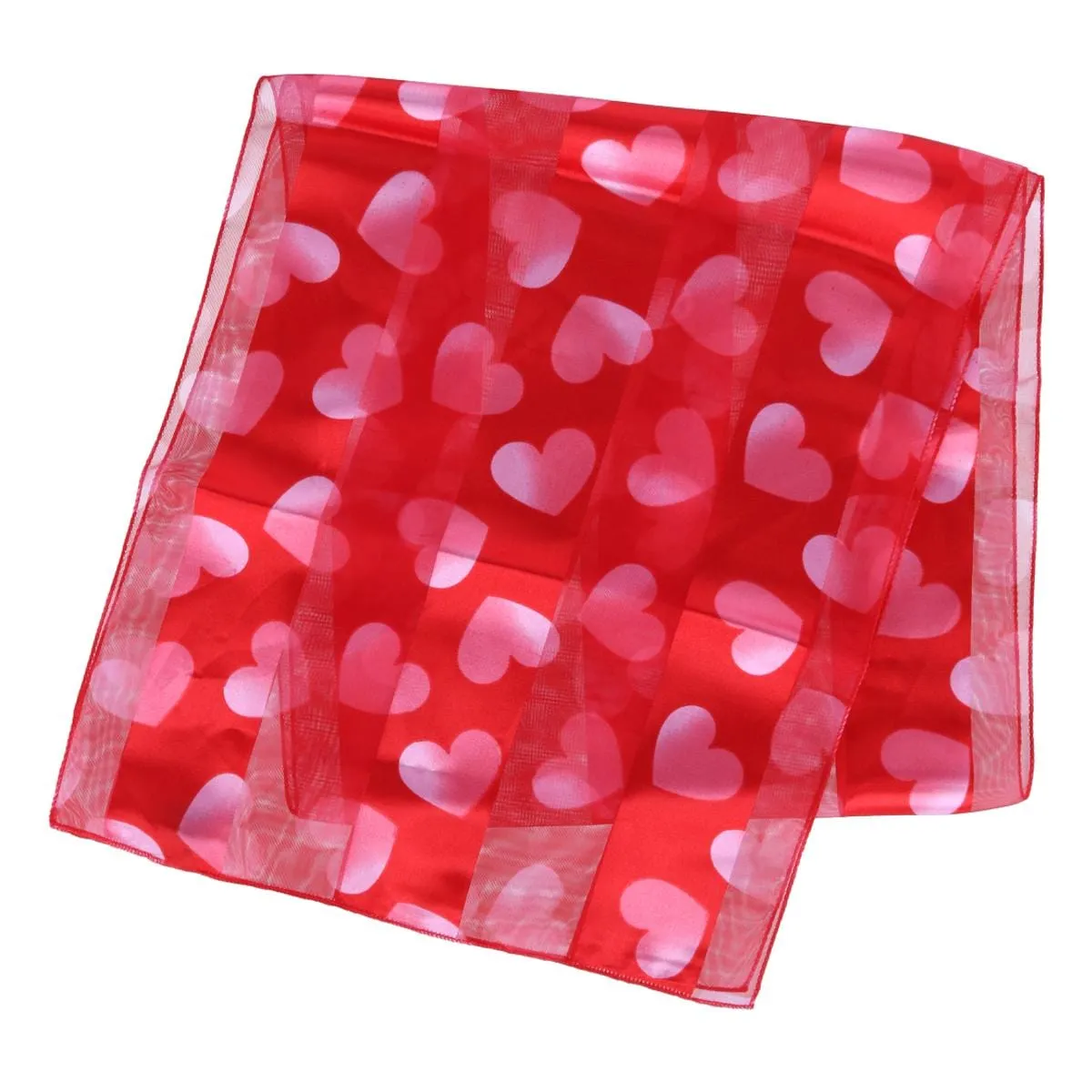 CTM® Women's Lightweight Satin Valentine's Bold Heart Print Scarf