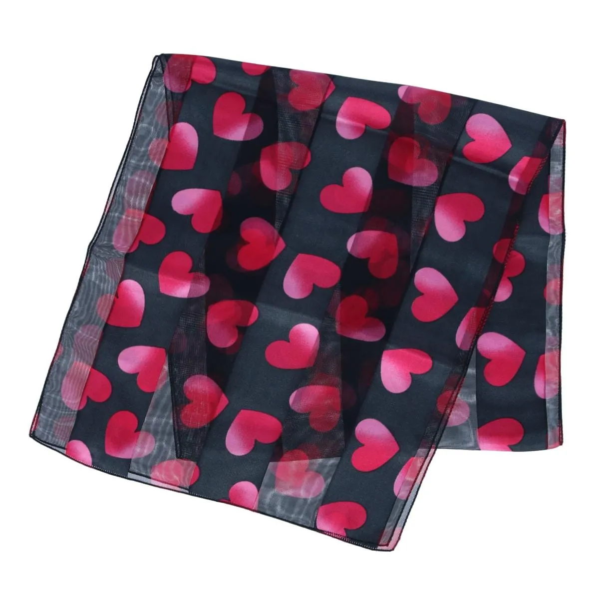 CTM® Women's Lightweight Satin Valentine's Bold Heart Print Scarf