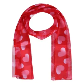 CTM® Women's Lightweight Satin Valentine's Bold Heart Print Scarf