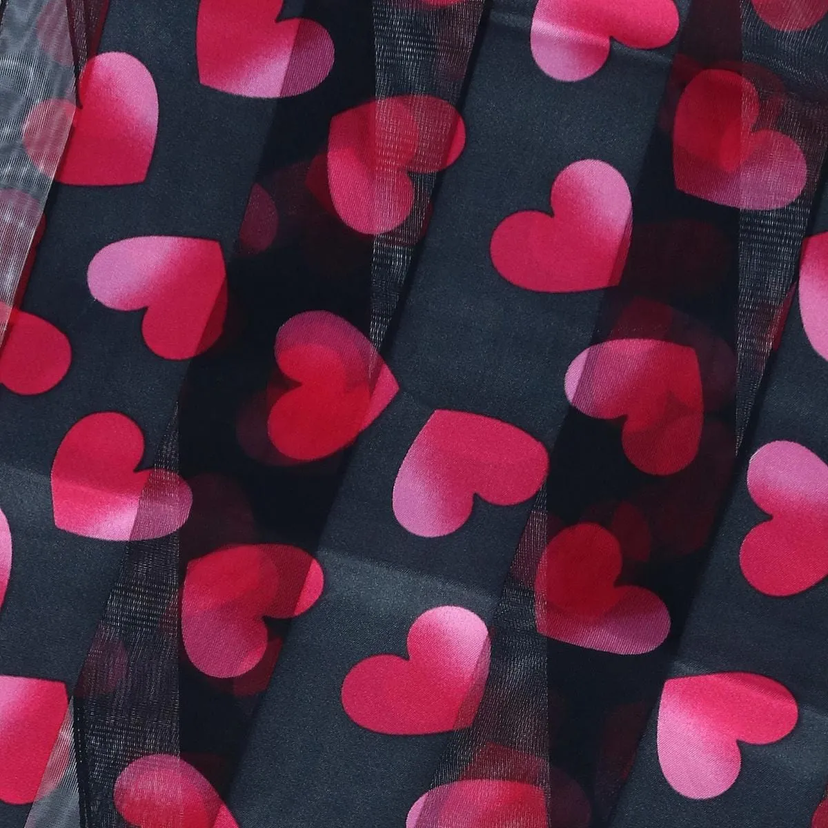 CTM® Women's Lightweight Satin Valentine's Bold Heart Print Scarf