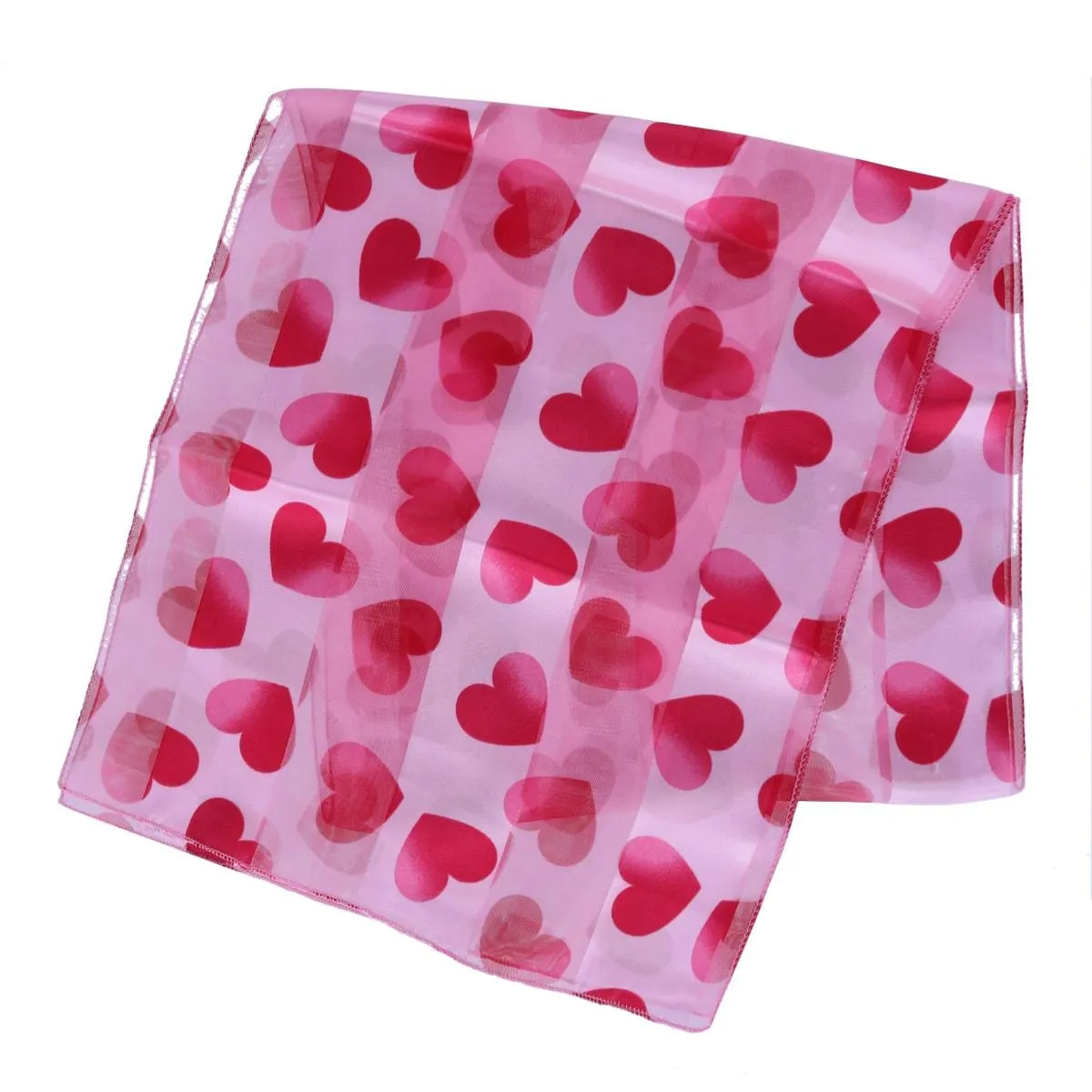 CTM® Women's Lightweight Satin Valentine's Bold Heart Print Scarf