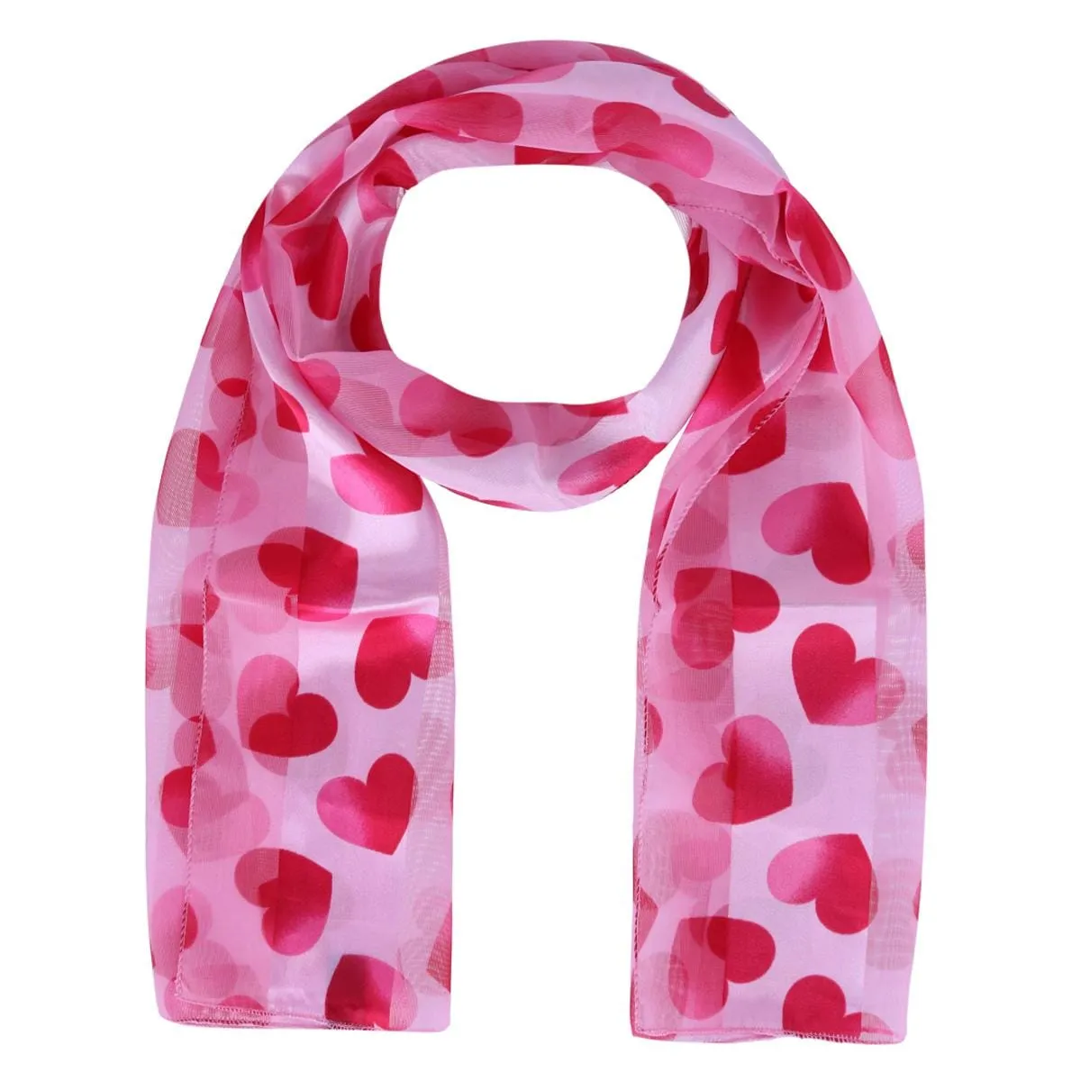 CTM® Women's Lightweight Satin Valentine's Bold Heart Print Scarf