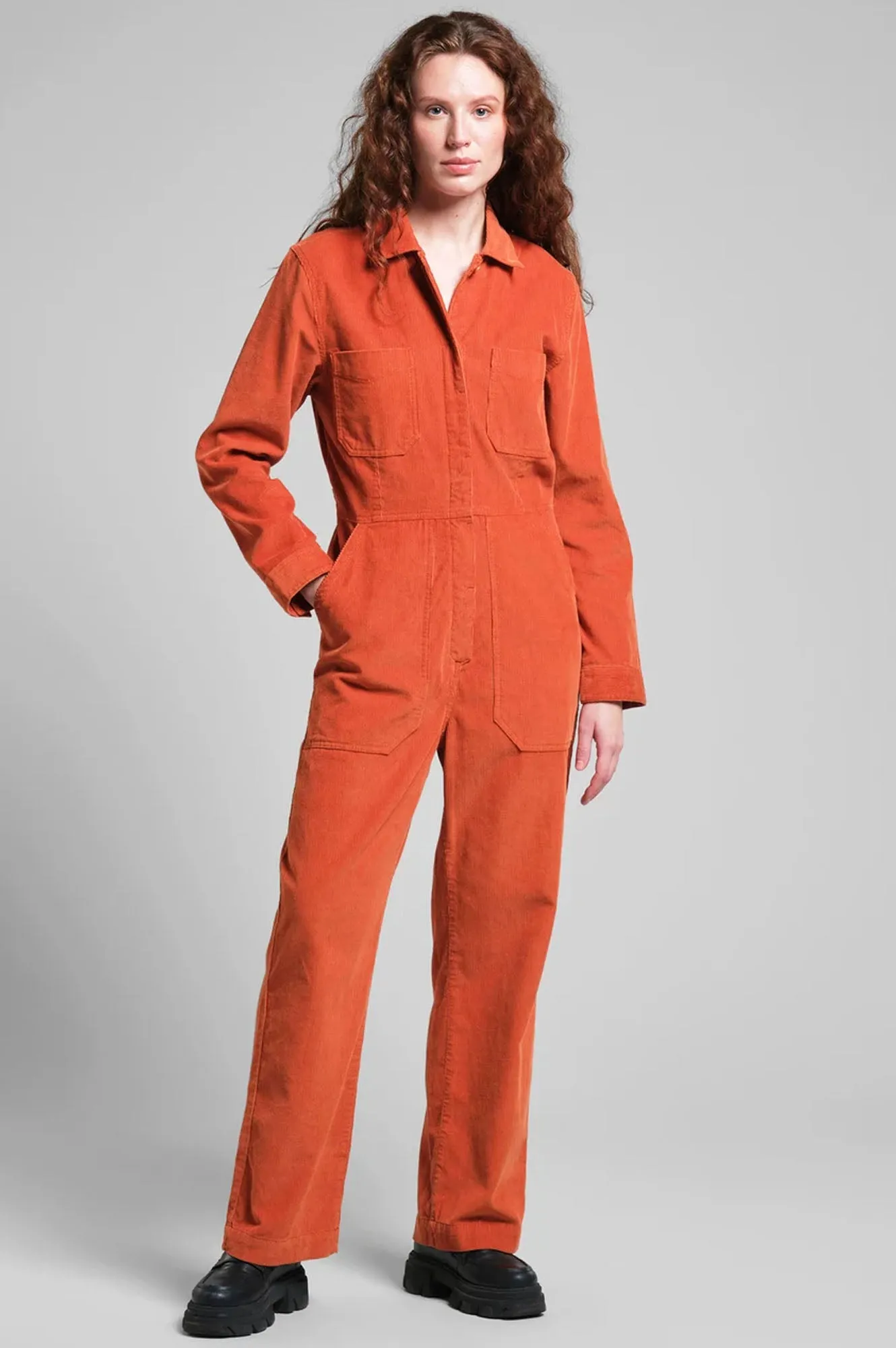 Dedicated Docksta Cinnamon Orange Corduroy Overalls