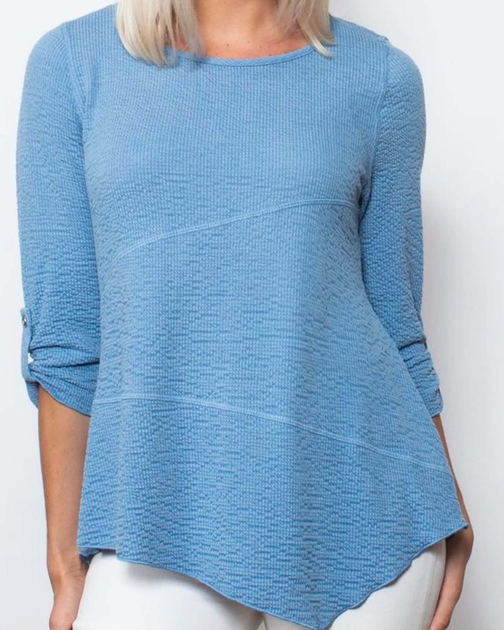 Denim Seersucker Top