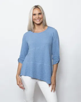 Denim Seersucker Top