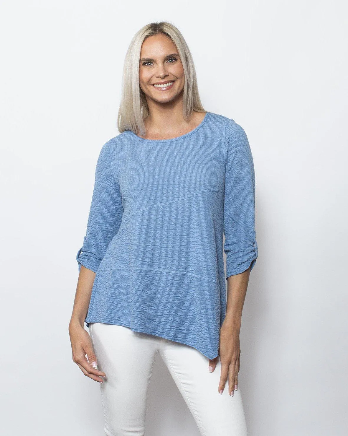 Denim Seersucker Top