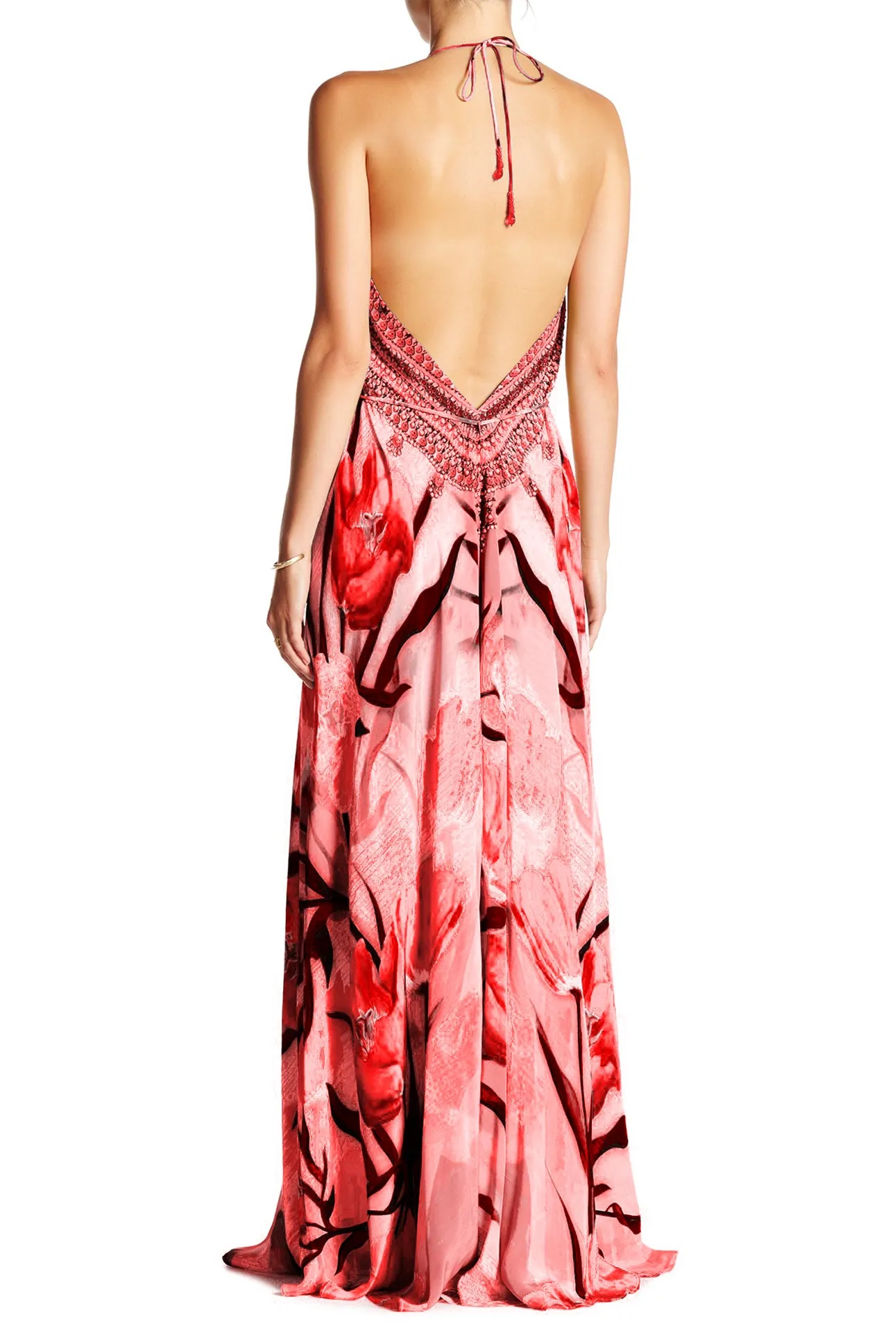 Designer Floral Print Maxi Dress