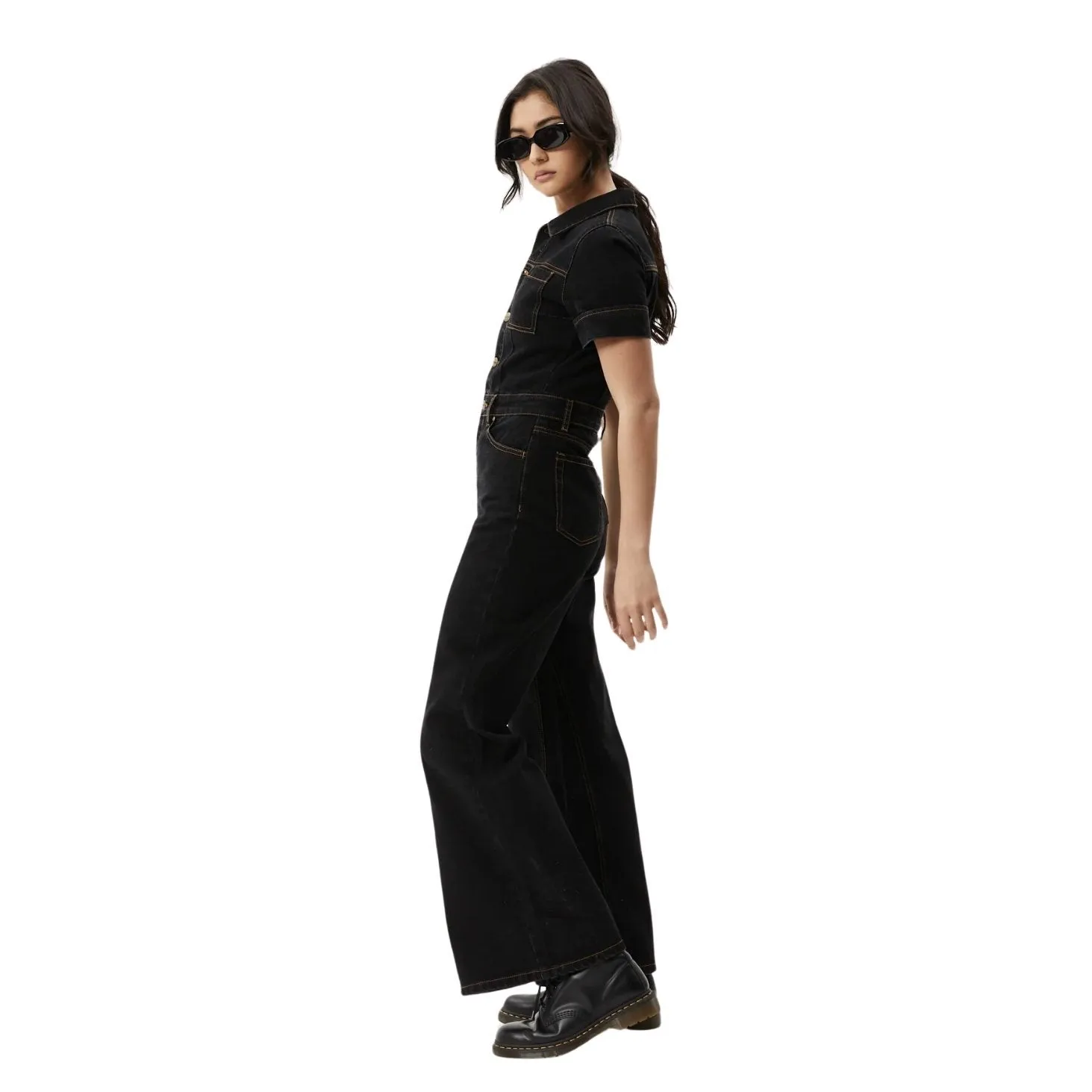 Estrella Organic Denim Flared Leg Jumpsuit