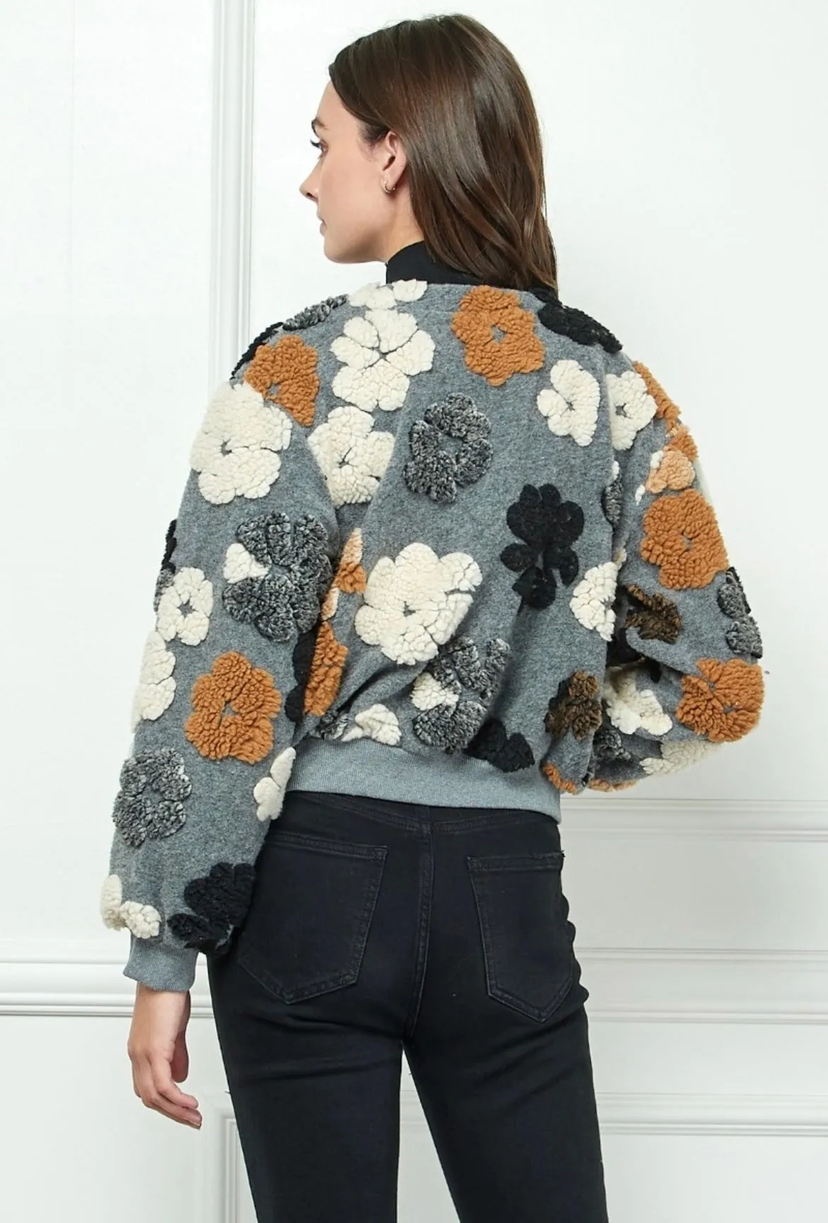 Felted Flower Grey Jacket