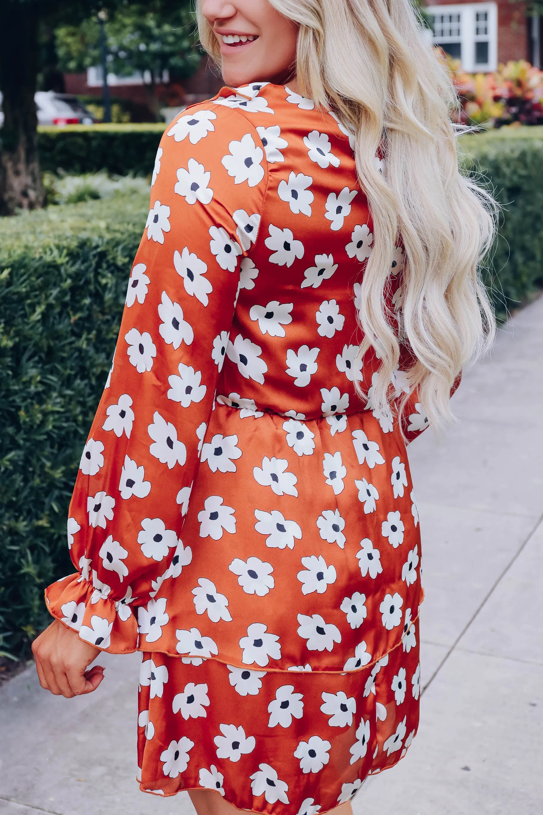 Foxy Floral Ruffle Dress - Copper