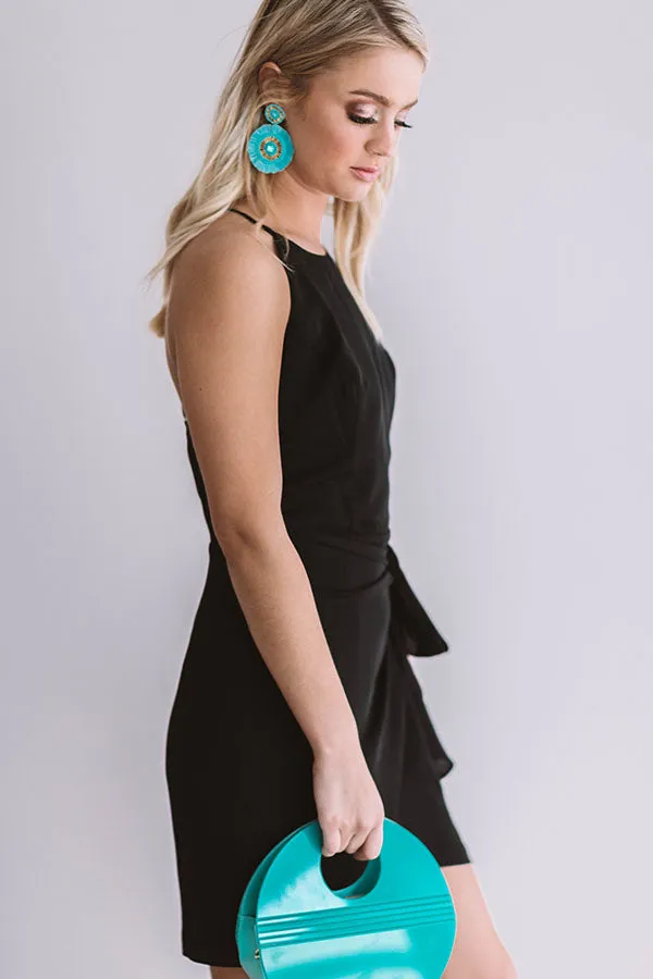 French Champagne Tie Dress In Black