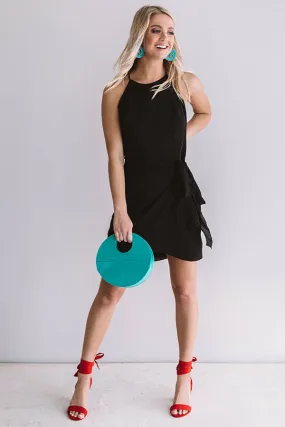 French Champagne Tie Dress In Black