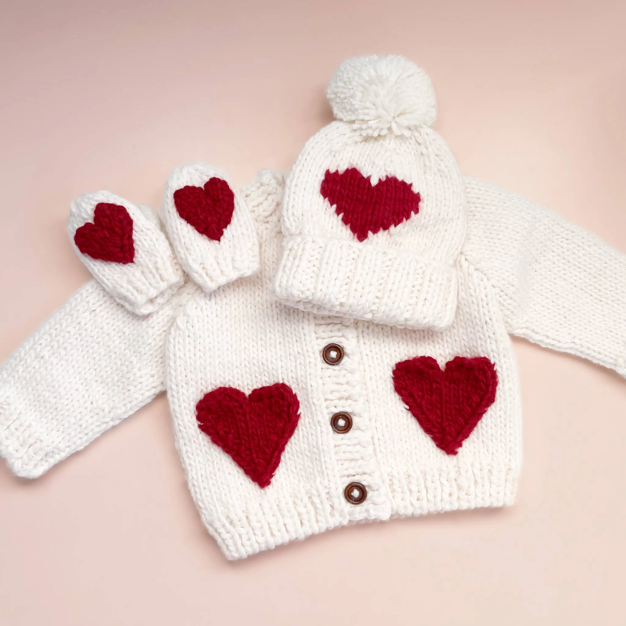 Heart Knitted Baby & Kids Mittens
