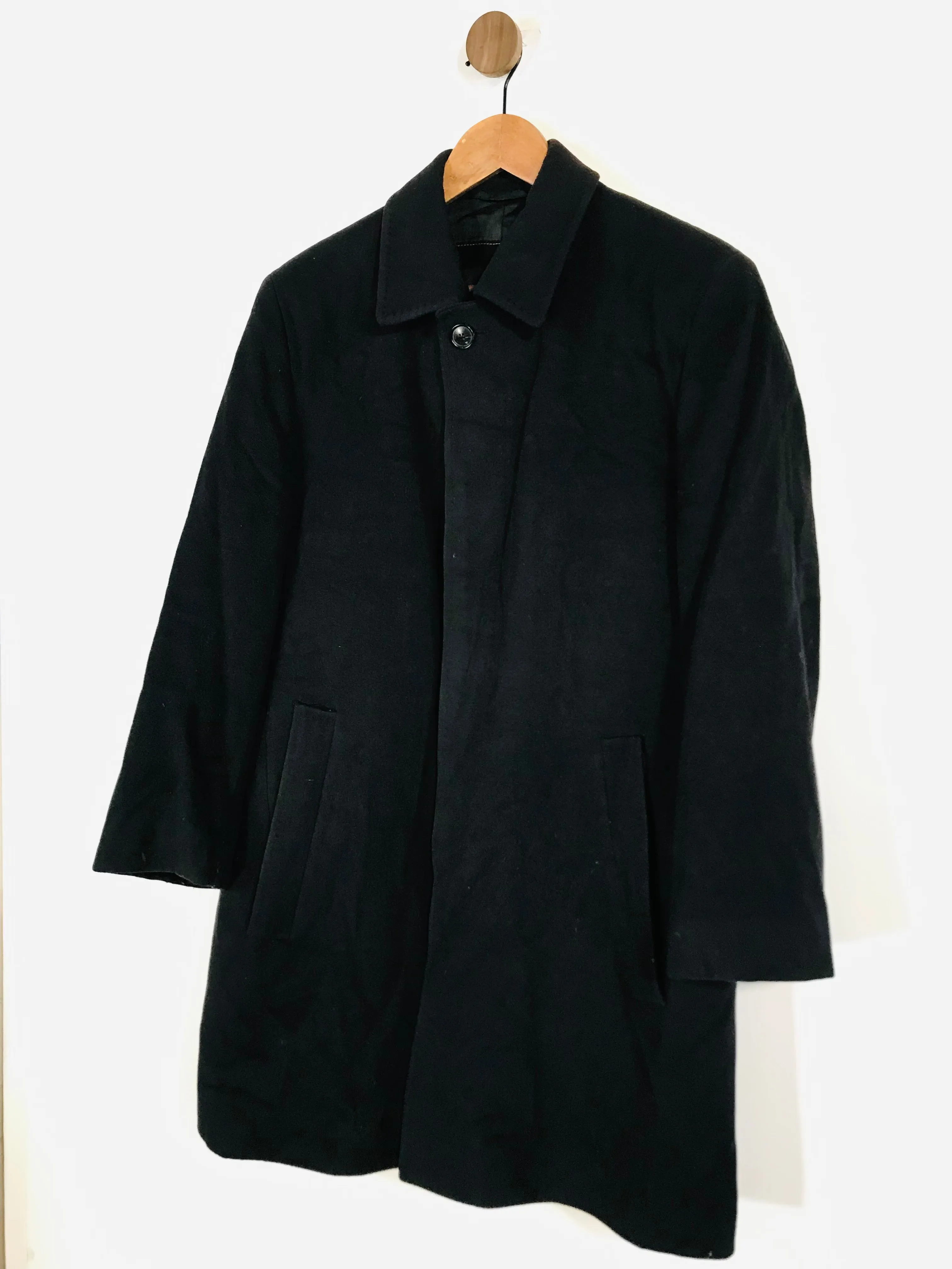 Hugo Boss Men's Cashmere Wool Trench Overcoat | L | Black