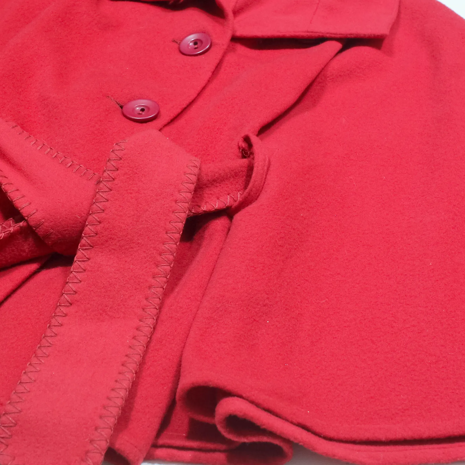 JIMMY HOURIHAN Poncho Cape Womens Overcoat Jacket Red Cashmere S