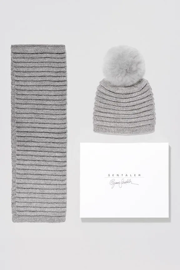 Kids (4-5 Years) Ribbed Hat with Oversized Fur Pompon