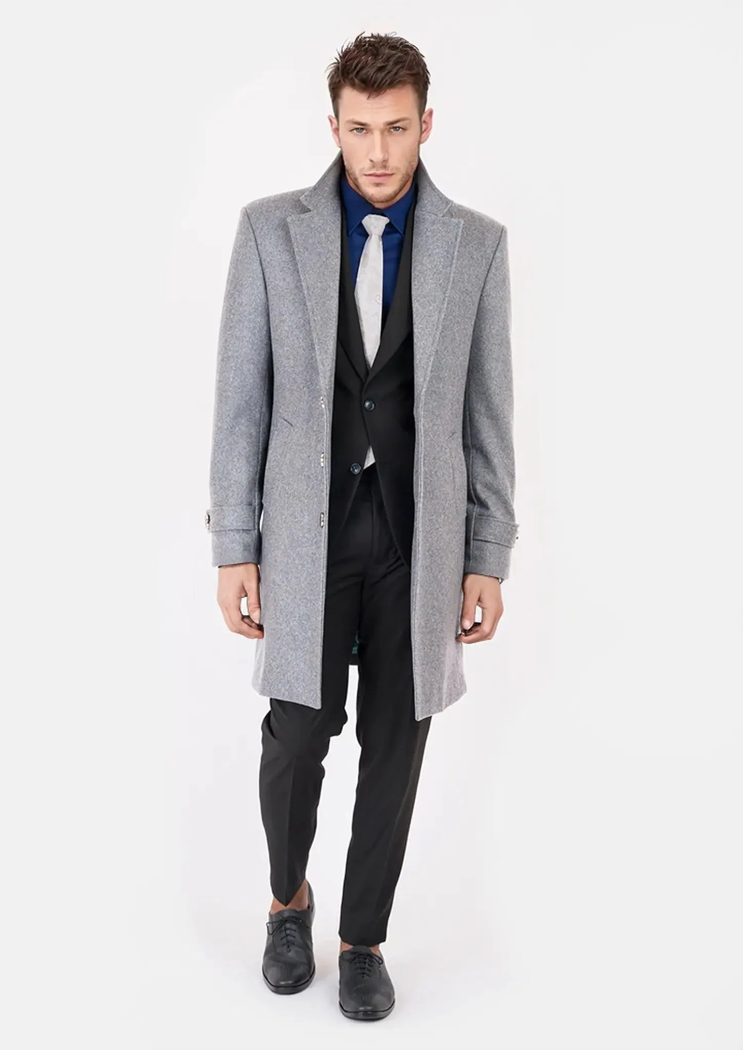 Light Grey Wool Classic Overcoat