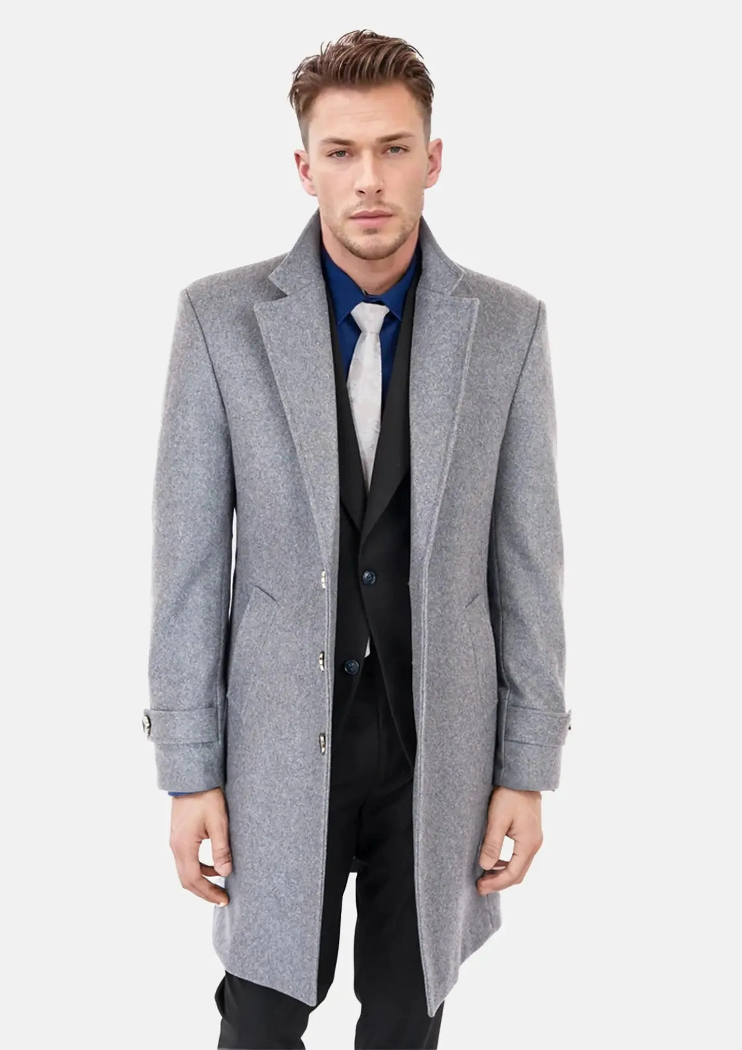 Light Grey Wool Classic Overcoat