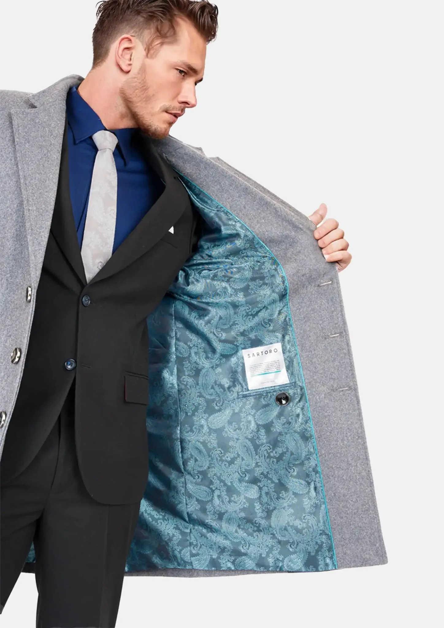 Light Grey Wool Classic Overcoat