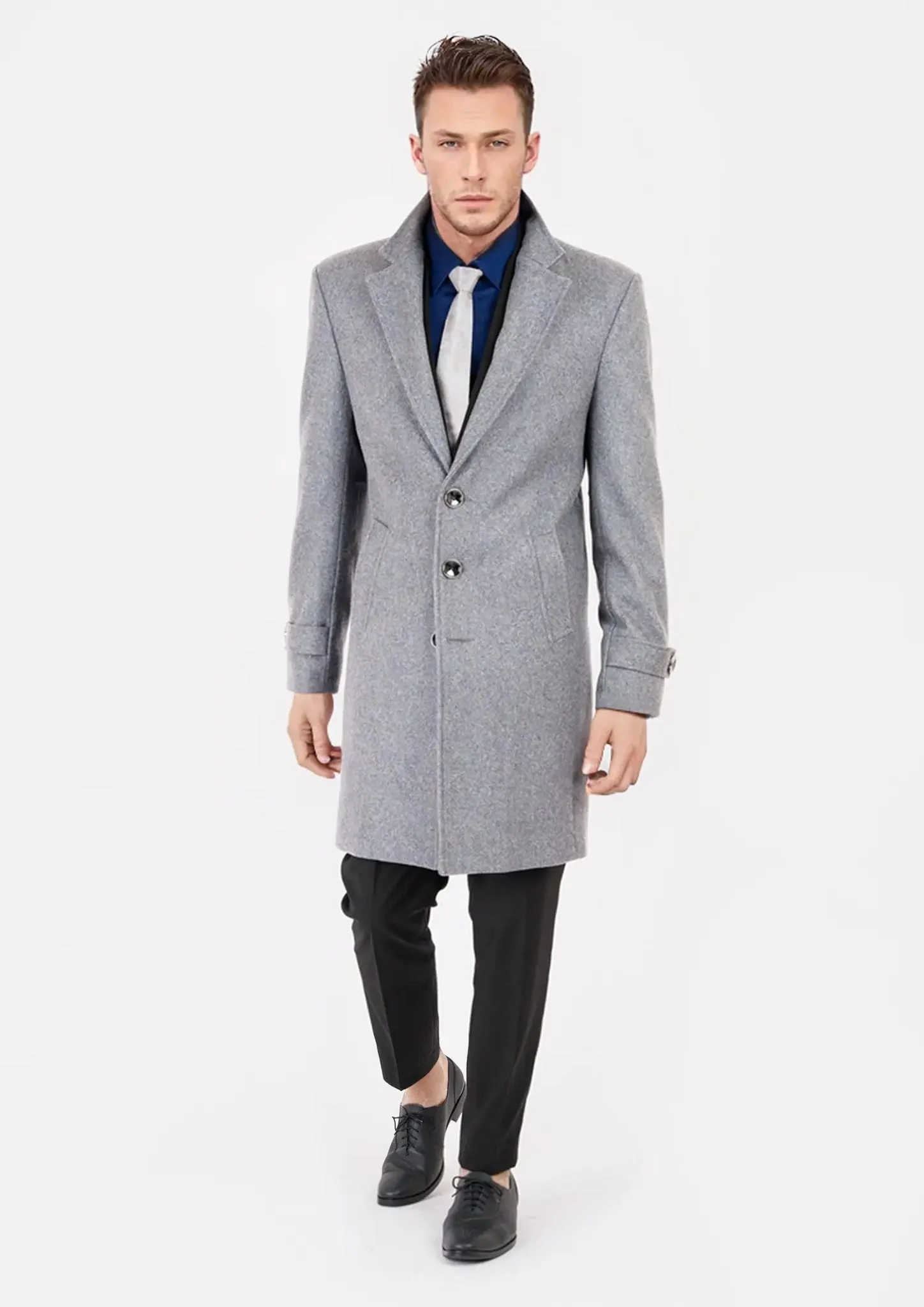 Light Grey Wool Classic Overcoat