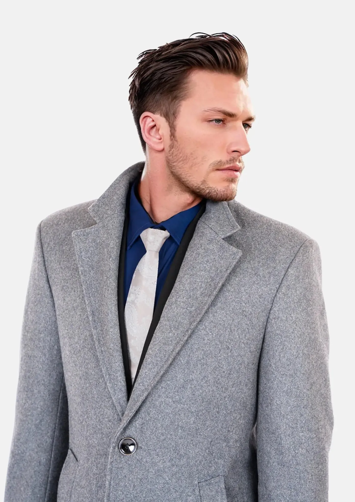 Light Grey Wool Classic Overcoat