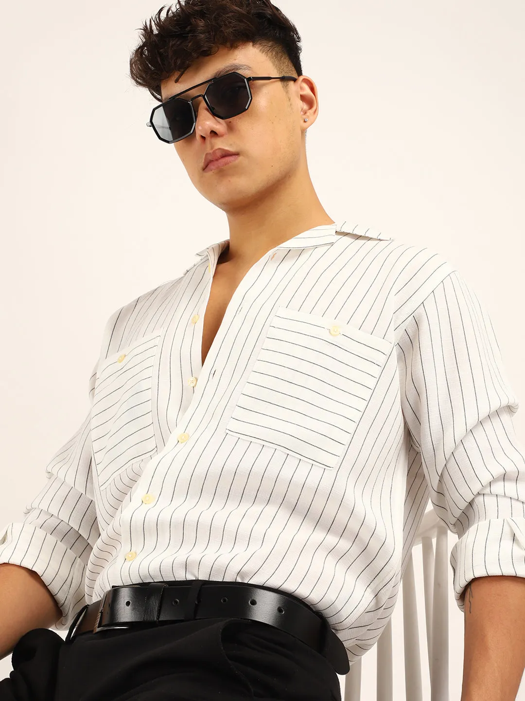 Linen Acuaa White Full Sleeve Shirt