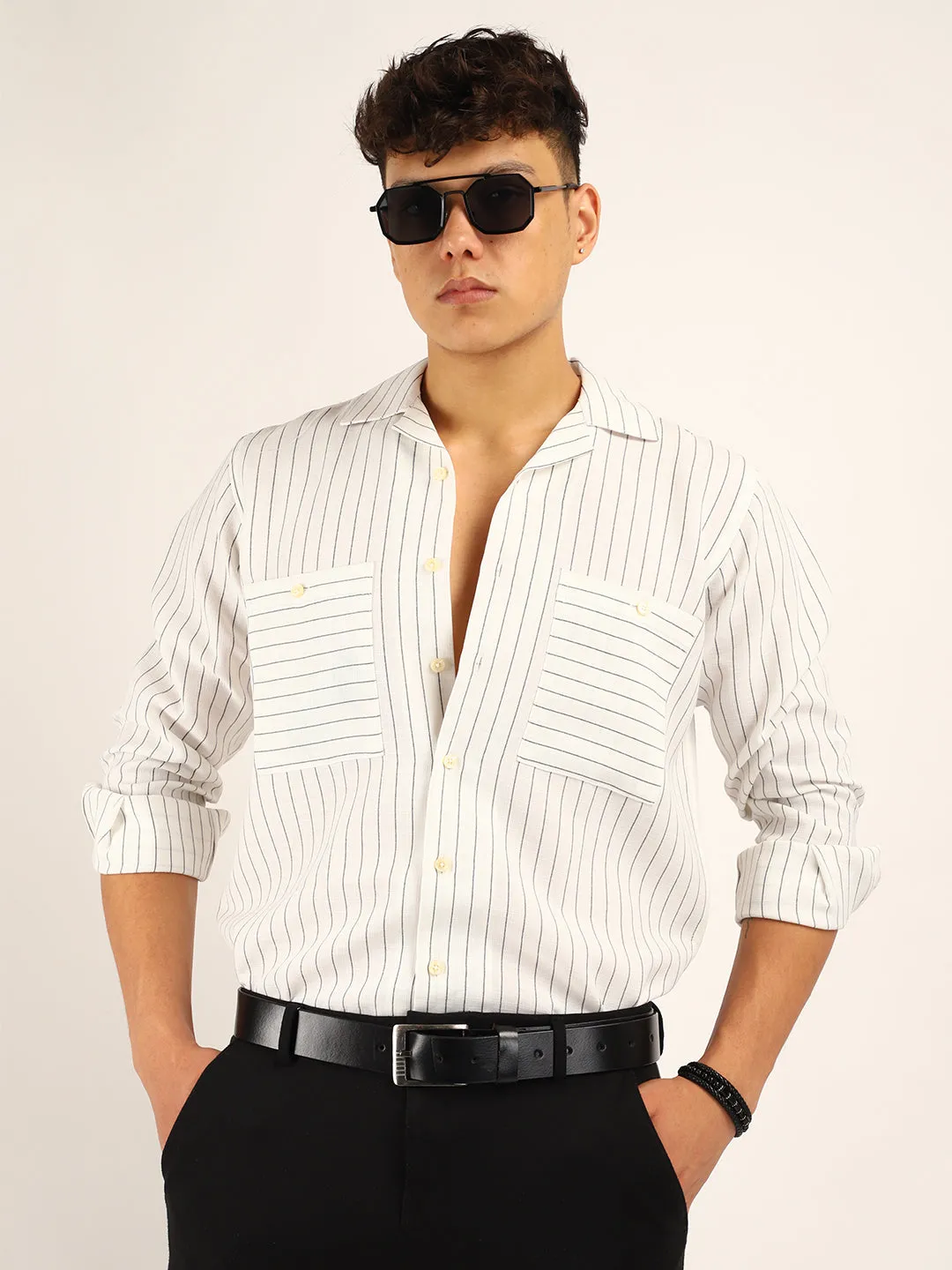 Linen Acuaa White Full Sleeve Shirt