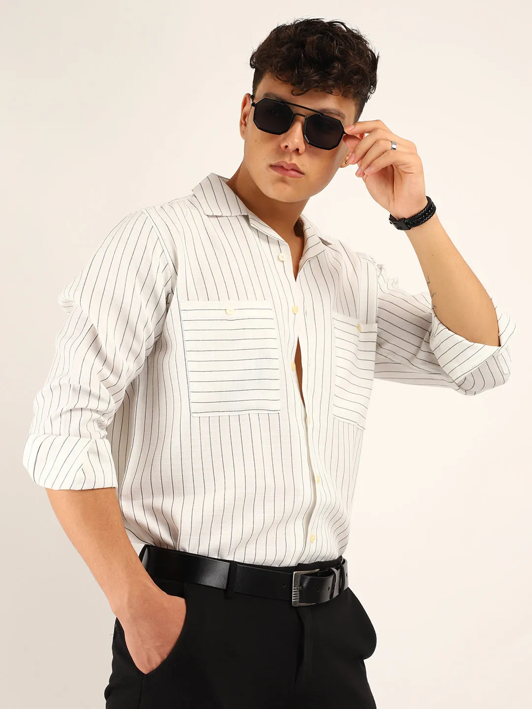 Linen Acuaa White Full Sleeve Shirt
