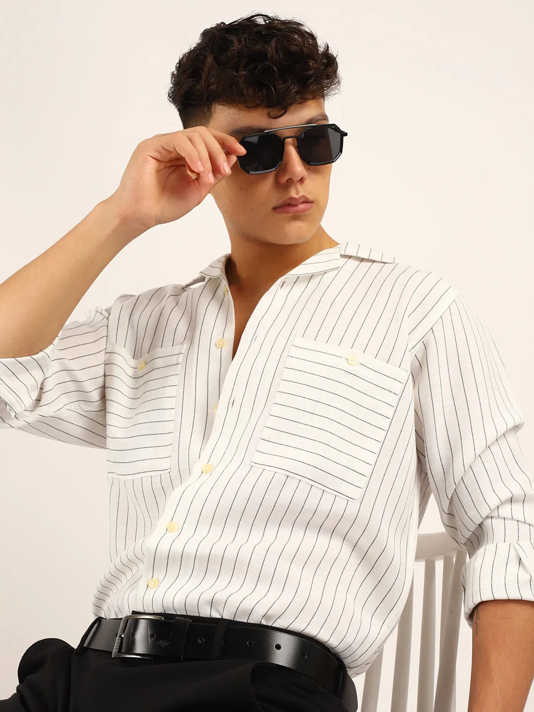 Linen Acuaa White Full Sleeve Shirt