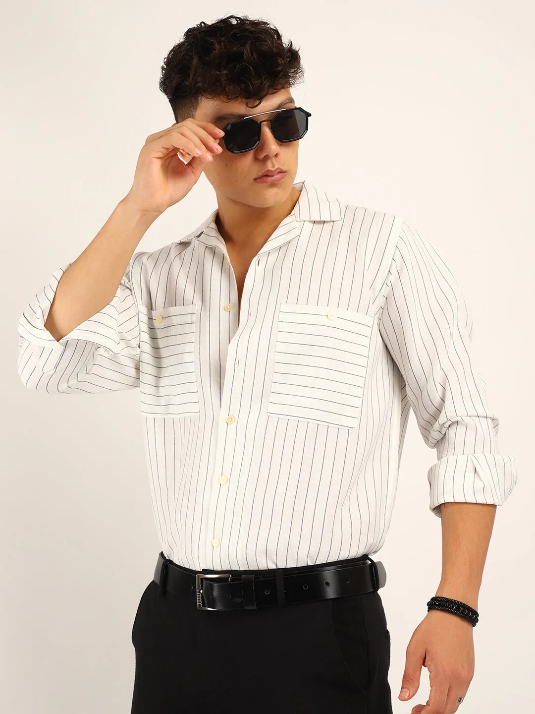 Linen Acuaa White Full Sleeve Shirt