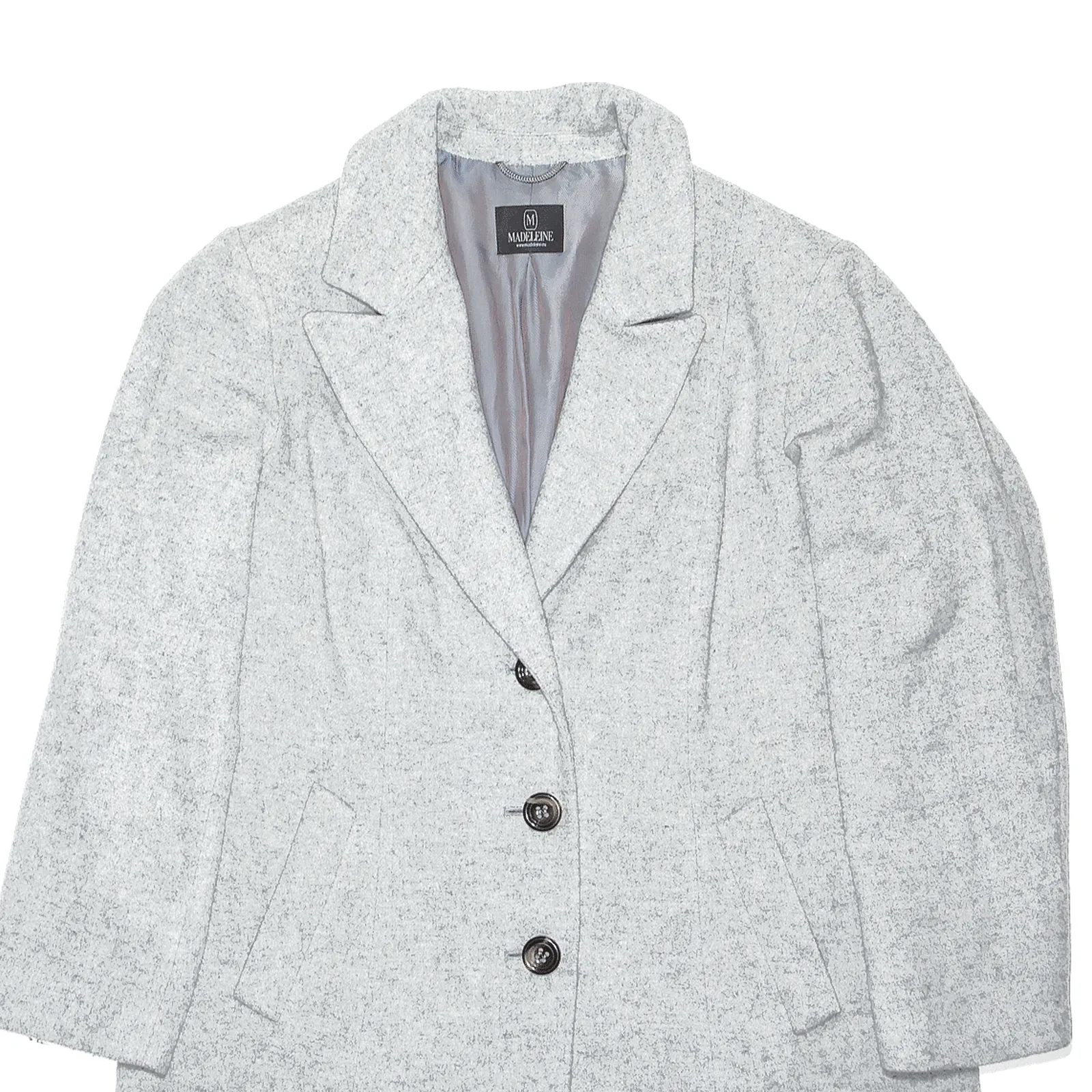 MADELEINE Wool Cashmere Grey Overcoat Jacket Womens L