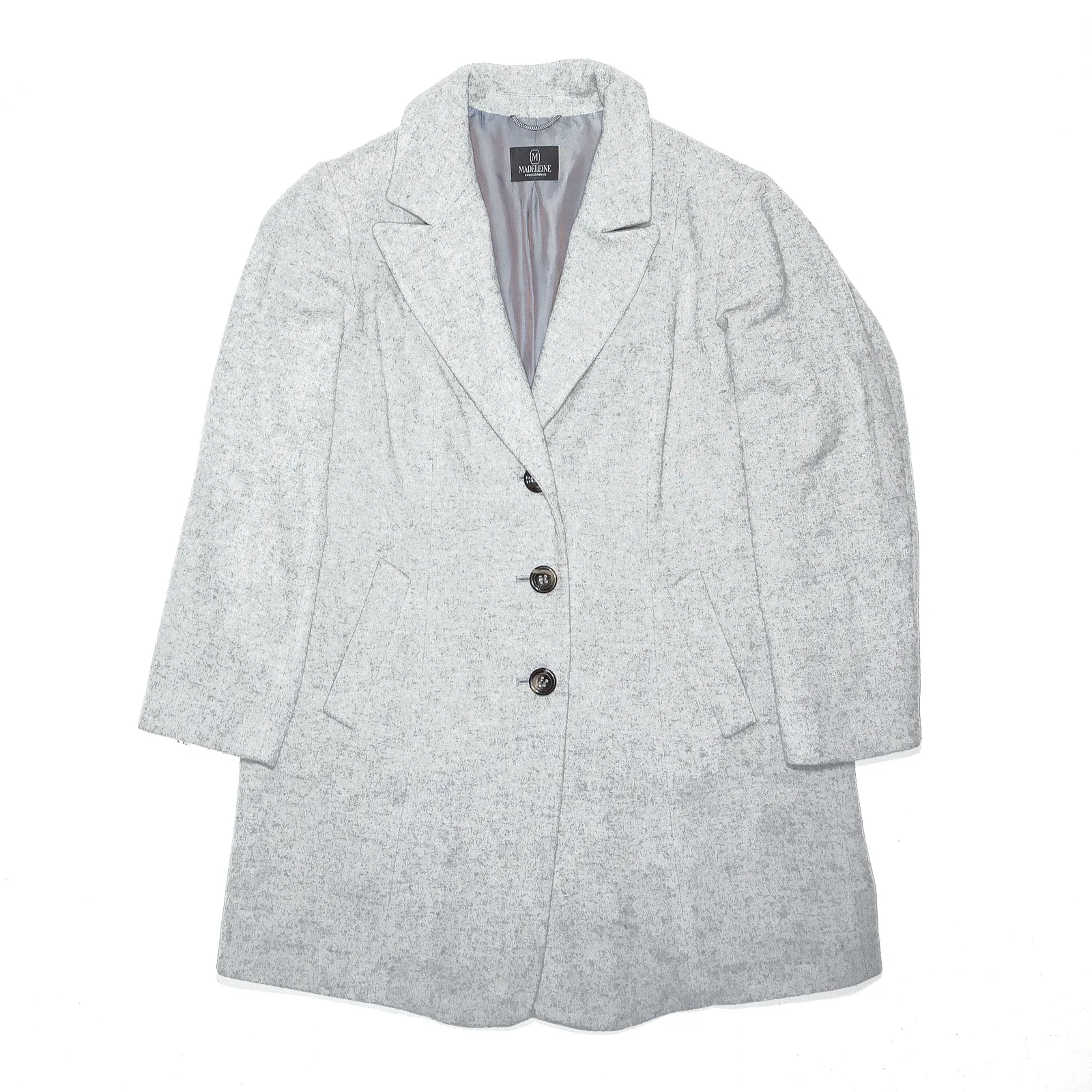 MADELEINE Wool Cashmere Grey Overcoat Jacket Womens L
