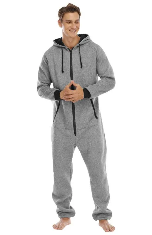 Men's Thickened Sweater Fleece Jumpsuit Onesie