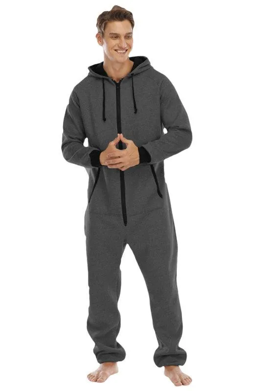 Men's Thickened Sweater Fleece Jumpsuit Onesie