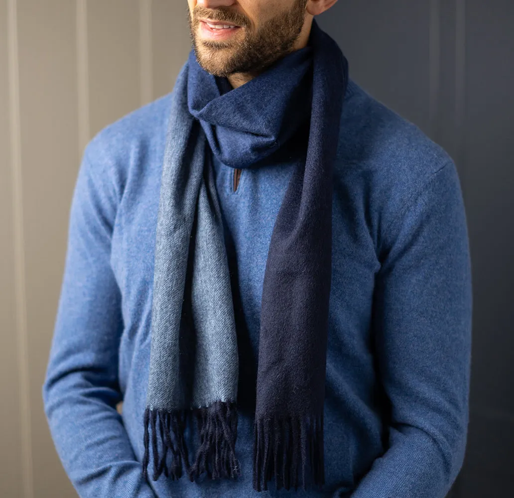 Navy & Blue Gradient Pure Cashmere Sandford Scarf
