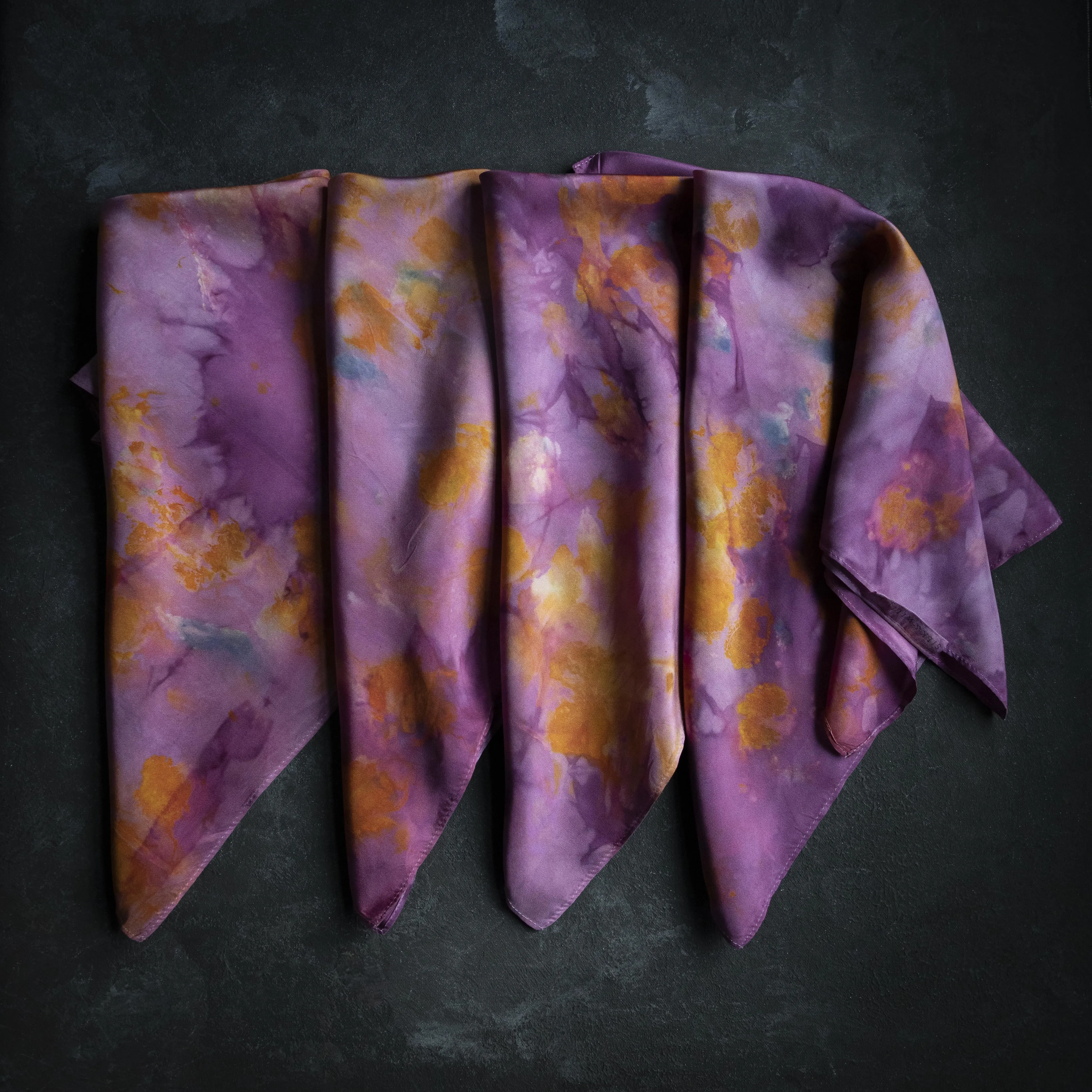 Original Eco-Print Silk Scarf 20 x 20" {Magenta}