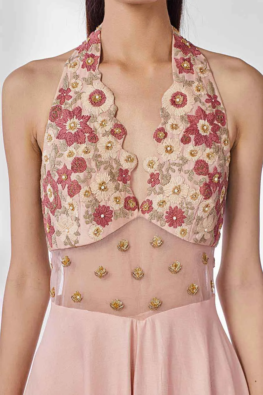 Pink Ombre Embroidered Jumpsuit