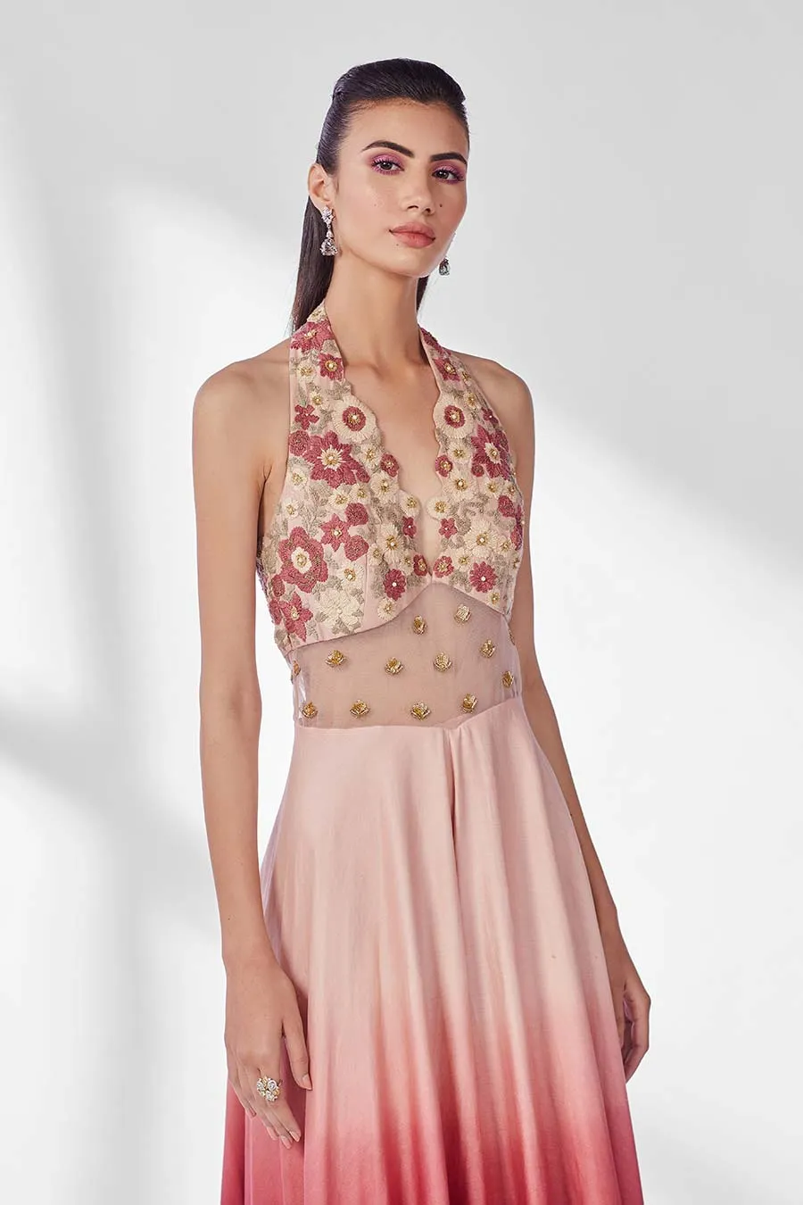 Pink Ombre Embroidered Jumpsuit
